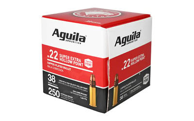 Aguila 1B221103 Super Extra Rimfire 22 LR 38 gr Copper Plated Hollow Point 250 Per Box/ 8 Case