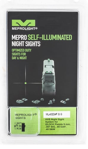 Meprolight USA 402243117 Mepro Hyper-Bright  Black | Green Tritium with Green Outline Front Sight