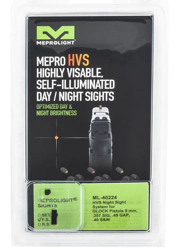Meprolight USA 402243137 Hyper-Bright  Black | Green Tritium with Orange Outline Front Sight