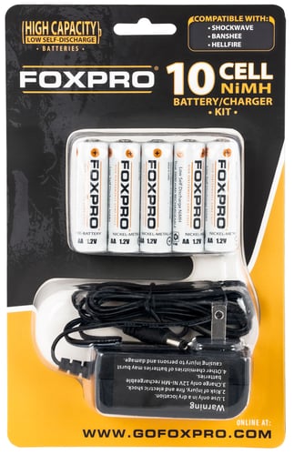 Foxpro SWNIMH AA NiMH Battery Kit 1.2V Charges w/ 110/120 Volt AC Plug Wall Charger/10 Batteries