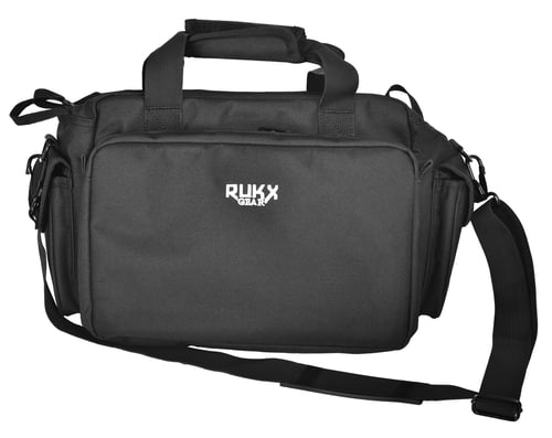Rukx Gear ATICTRBB Tactical Range Bag  Water Resistant Black 600D Polyester with Hidden Handgun Pocket, Mag & Ammo Storage, Non-Rust Zippers & Carry Handle 16