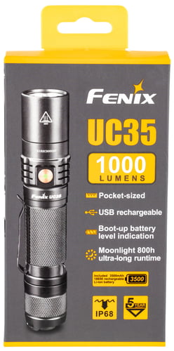Fenix FXUC35V20 UC 35 V2.0 Black Hardcoat Anodized Aluminum White 1-1000 Lumens Cree LED 873 ft Range