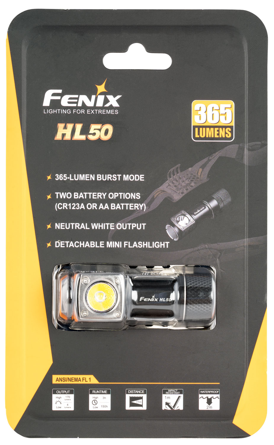 Fenix FXHL50 HL 50 4-365 Lumens White Cree LED Bulb Black