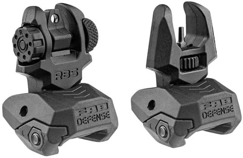 FAB Defense FXFRBS Front/Rear Folding Back-Up Sights  for AR-15/ M16/ M4 Low Profile Dual Aperture Rear Sight Black Polymer and Metal