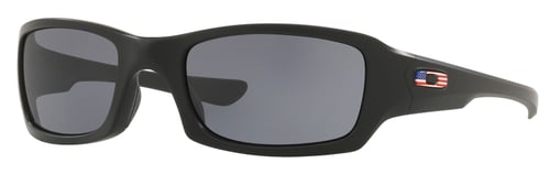 Oakley FIVESSQUARED Fives Squared  High Definition Warm Gray Lens with Matte Black Frame & USA Flag for Adults