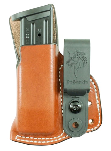 DeSantis Gunhide A85TJYYZ0 Hidden Cache Mag Pouch IWB Single Tan Leather Paper Compatible w/ Glock 43 Ambidextrous Hand