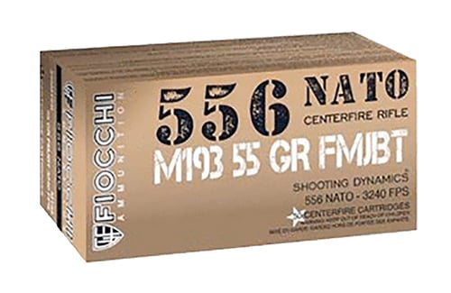 Fiocchi 556M193F Training Dynamics  5.56x45mm NATO 55 gr 3240 fps Full Metal Jacket Boat-Tail (FMJBT) 420rds (Sold by Case)