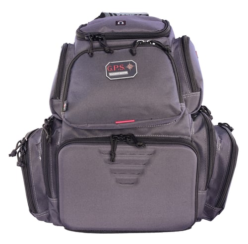 GPS Bags GPS1711BPG Handgunner Backpack 1000D Nylon Gray with Foam Cradle Holds 4 Medium Handguns, Mag Pockets, Pull-Out Rain Cover & Visual ID Storage System