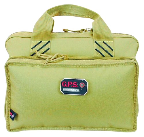 GPS Bags GPS1310PCT Quad  with Visual ID Storage System, Side Pockets, Mag Storage Pocket & Tan Finish Holds Up To 4 Handguns Includes Ammo Dump Cups