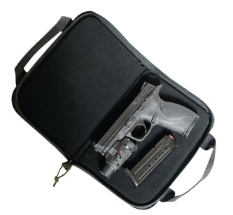 GPS Bags GPS1485PCMF Memory Foam  Large Size with Lockable Zippers, Mag Storage Pockets & Black Finish Holds 1 Handgun