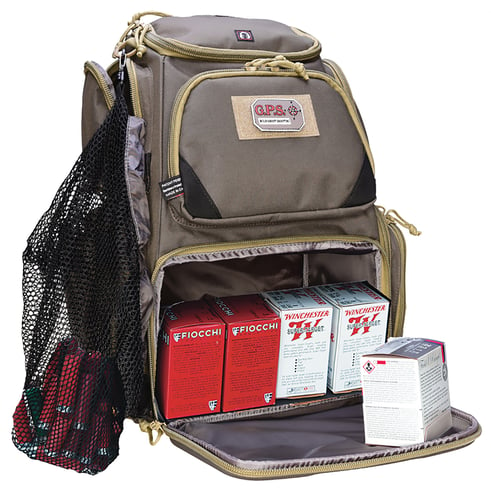 GPS Bags 1611SC Sporting Clays Backpack w/ Visual ID Storage System, Lockable Zippers, Storage Pockets, Pull-Out Rain Cover & Olive Finish