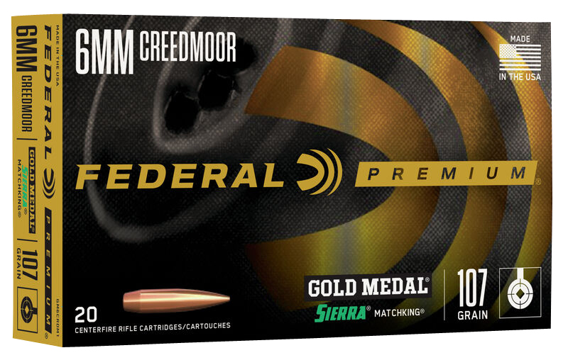 Federal GM6CRDLRHT1 Premium Gold Medal 6mm Creedmoor 109 gr Berger Long Range Hybrid Target 20 Per Box/ 10 Case