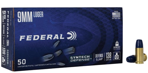 Federal S9SJT2 Syntech Defense 9mm Luger 138 gr Segmented Jacketed Hollow Point 50 Per Box/ 10 Case