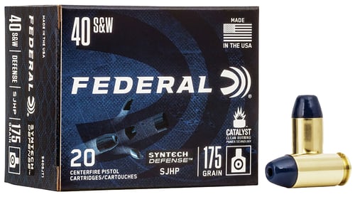 Federal S40SJT2 Syntech Defense 40 S&W 175 gr Segmented Jacketed Hollow Point (SJHP) 50 Bx/ 10 Cs