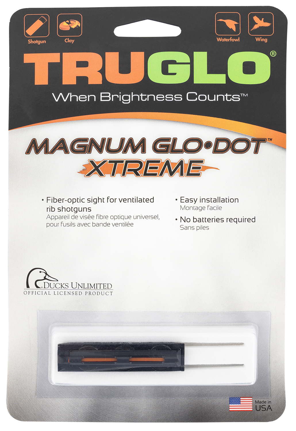 Truglo TG912XA Glo-Dot Xtreme Shotgun w/Vent Rib Orange Fiber Optic Black