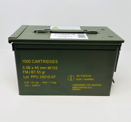 PPU PPRM5561M Rangemaster  5.56x45mm NATO 55 gr Full Metal Jacket Boat Tail/ 1000rds *Sold by Case *Includes Metal Can