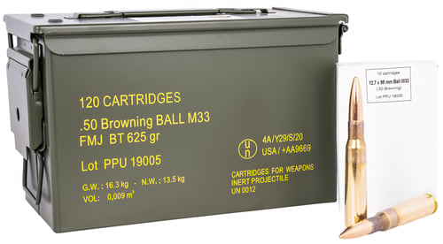 PPU PPRM50M Rangemaster  50 BMG 625 gr Full Metal Jacket/ 120rds *Sold by Case *Includes Metal Can