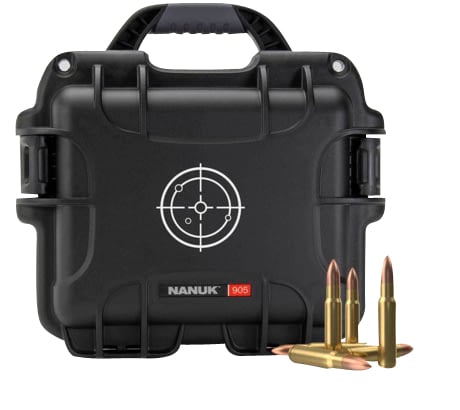 Nanuk 905AMMO1 905 Ammo Case Waterproof Black with White Target Logo Resin & Metal Eyelets Holds 525rds of 223 Rem