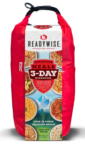 ReadyWise RW05918 Outdoor Food Kit 3 Day Weekender Pack w/Dry Bag Includes 6 Entrees, 3 Breakfasts and 3 Snacks