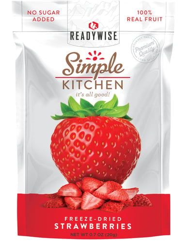 ReadyWise SK05006 Simple Kitchen Freeze Dried Fruit Strawberry 1 Serving Pouch 6 Per Case