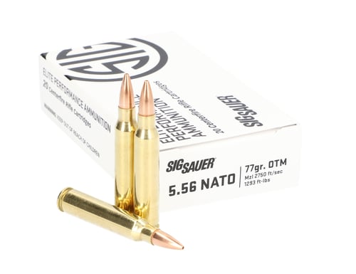 Sig Sauer E556M420 Marksman  5.56x45mm NATO 77 gr Open Tip Match 20 Per Box/ 10 Case