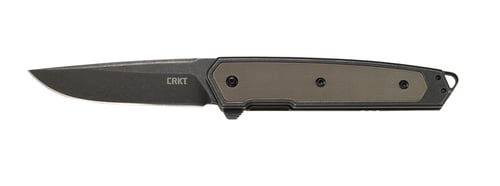 CRKT 7091 Cinco  Folding Plain Black Stonewashed D2 Steel Blade/ Silver w/Tan Inlay 2CR13 SS/G10 Handle Includes Pocket Clip