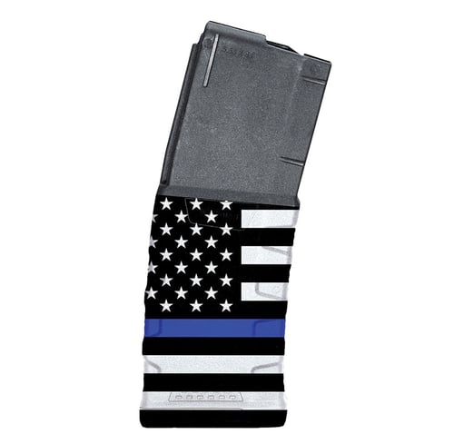 Mission First Tactical EXDPM556AMB1 Extreme Duty  30rd 223 Rem/5.56x45mm Fits AR-15/M4 Black w/Blue Line American Flag Polymer