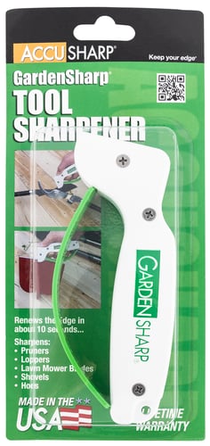 AccuSharp 006C GardenSharp Tool Sharpener Diamond Tungsten Carbide Sharpener White/Green
