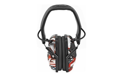 IMPACT SPORT ONE NATN FLAG ELEC EARMUFFImpact Sport Electronic Earmuff - One Nation Flag - NRR 22dB Built-in directional microphones - Actively listens and automatically stops amplification when ambient sound exceeds 82dB - Low profile earcups - Adjustable headband - Compact folent sound exceeds 82dB - Low profile earcups - Adjustable headband - Compact folding designding design