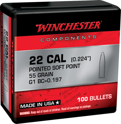 Winchester Ammo WB223SP55X Centerfire Rifle  223 Rem .224 55 gr Pointed Soft Point 100 Per Box/ 10 Case