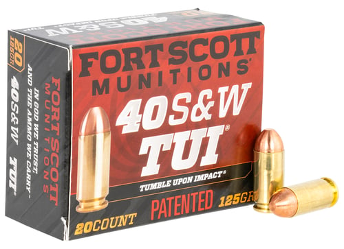 Fort Scott Munitions 400125SCV Tumble Upon Impact (TUI)  40 S&W 125 gr Solid Copper Spun 20 Per Box/ 25 Case