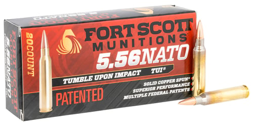 Fort Scott Munitions 556062SCV Tumble Upon Impact (TUI)  5.56x45mm NATO 62 gr Solid Copper Spun 20 Per Box/ 25 Case