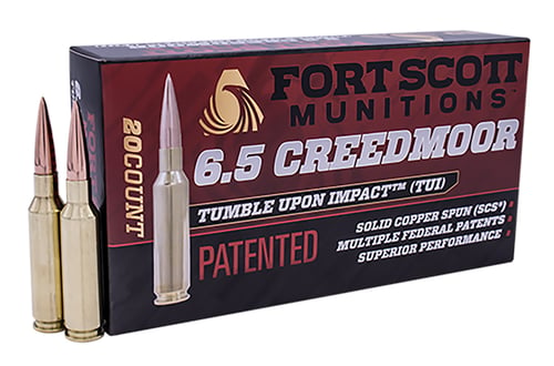 Fort Scott Munitions 65GR123SCV2 Tumble Upon Impact (TUI) Rifle 6.5 Grendel 123 gr Solid Copper Spun 20 Per Box/ 10 Case