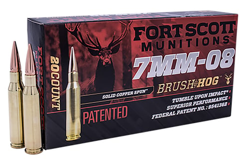 Fort Scott Munitions 7MM08120SCV1 Tumble Upon Impact (TUI) Rifle 7mm-08 Rem 120 gr Solid Copper Spun 20 Per Box/ 10 Case