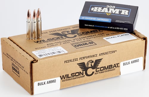 Wilson Combat A300HMR135HBN HAMR Bonded 300 HAMR 135 gr Speer HAMR Bonded Nickel-Plated Brass 20 Bx/ 10 Case