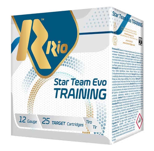 STAR TEAM TRAIN24LT 12GA 2-3/4 7.5 25/BXStar Team Evo Training Light Loads 12 GA - 2-3/4 - 7/8 Oz - 7.5 Size - 1200 FPS- 25/BX - For all shooters who want to sharpen their edge, the RIO Star Team Evo Training cartridge is the best option - A very economical and efficient traininTraining cartridge is the best option - A very economical and efficient training cartridgeg cartridge