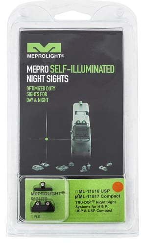 Meprolight USA 115173301 Tru-Dot  Black | Green Tritium Front Sight Orange Tritium Rear Sight Set