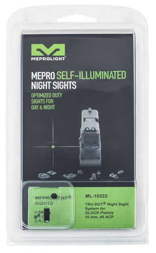 Meprolight USA 102223107 Mepro Tru-Dot Fixed Sights Front Sight Green Tritium with Black Frame For Glock 20,21,29,30,36,40,41