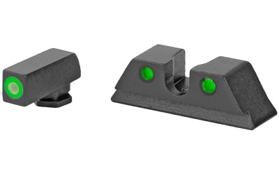 Meprolight USA 465003111 Hyper-Bright  Black | Green Tritium with Green Outline Front Sight Green Tritium with Black Outline Rear Sight Set