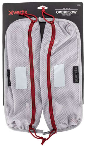 Vertx VTX5205AGYNA Overflow Pouch Large Size made of White Nylon with Mesh & Red Accents, YKK Zipper & Durable Hook Back Panel 15.50