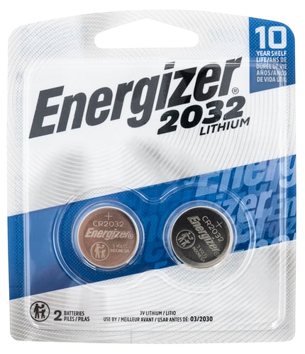 Energizer 2032BP2 CR2032  3V Lithium 235 mAh, 2 Batteries in Pack