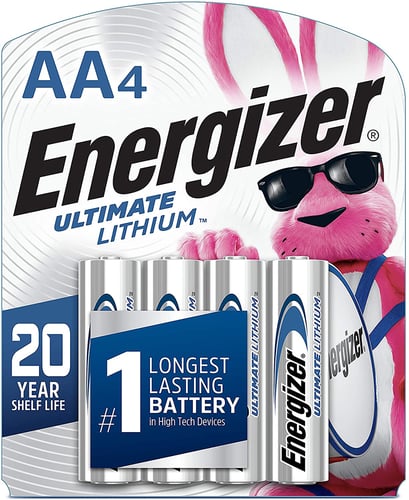 Energizer L91SBP4H3 AA Ultimate Lithium Silver 1.5V Lithium, Qty (4) Single Pack