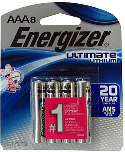 Energizer L92SBP8H3 AAA Ultimate Lithium Silver 1.5V Lithium, Qty (8) Single Pack