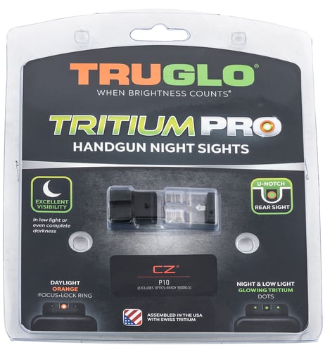 TruGlo TGTG231Z2C Tritium Pro  Black | Green Tritium Orange Outline Front Sight Green Tritium Rear Sight