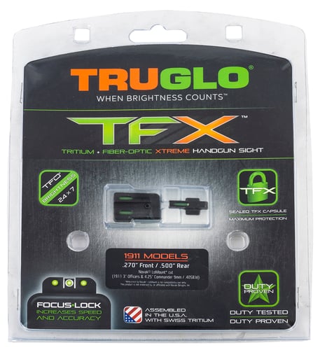 TruGlo TGTG13NV4A TFX  Black | Green Tritium & Fiber Optic White Outline Front Sight Green Tritium & Fiber Optic Rear Sight
