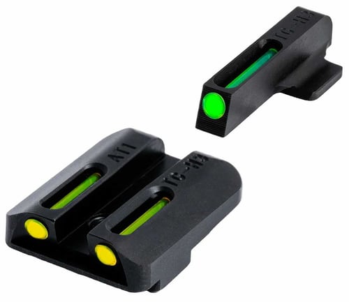 TruGlo TGTG131NT3Y TFO  Black | Green Tritium & Fiber Optic Front Sight Yellow Tritium & Fiber Optic Rear Sight