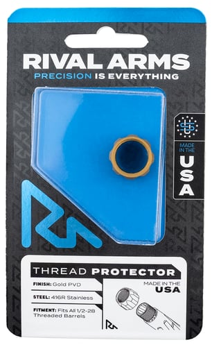Rival Arms RA-RA300001E Thread Protector  9mm Luger Gold PVD 416R Stainless Steel 1/2
