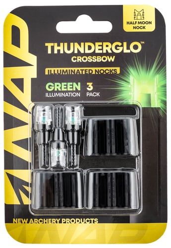NAP Thunderglo Lighted Crossbow Nocks  <br>  Green Universal Fit 3 pk.