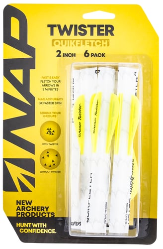 NAP Quikfletch w/Twister Vanes  <br>  White/Yellow 6 pk.