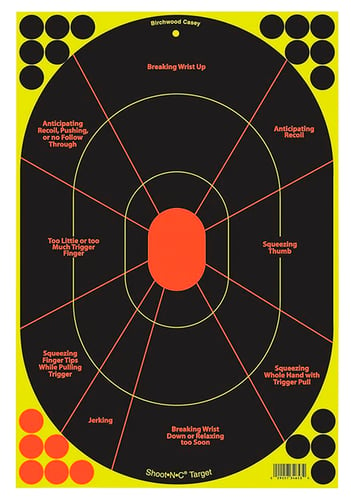 Birchwood Casey 34657 Shoot-N-C Reactive Target Bullseye Adhesive Paper Target 12